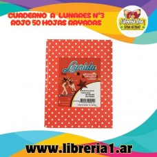 CUADERNO TAPA DURA ROJOA LUNARES  X50 RAYA