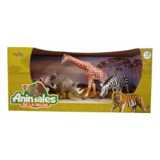 SET DE ANIMALES LEON TIGRE ELEFANTE Y JITAFA