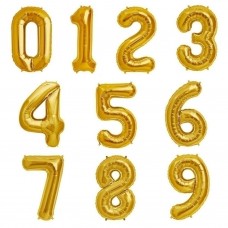 GLOBOS NUMEROS 40CM DORADOS