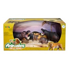 SET ANIMALES FAMILIA HIPOPOTAMO X4