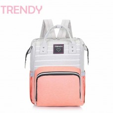 MOCHILA MATERNAL TRENDI GRIS Y NARANJA